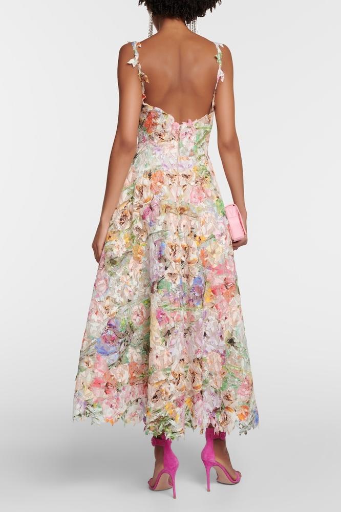 Elisabetta | Robe Midi en Dentelle Brodée de Fleurs pour Femme