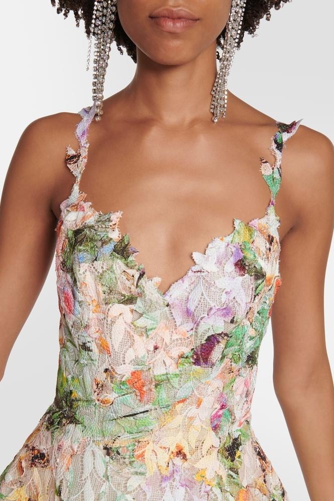 Elisabetta | Robe Midi en Dentelle Brodée de Fleurs pour Femme
