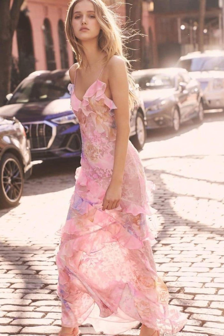 Naomy | Robe maxi à volants florale pour femmes